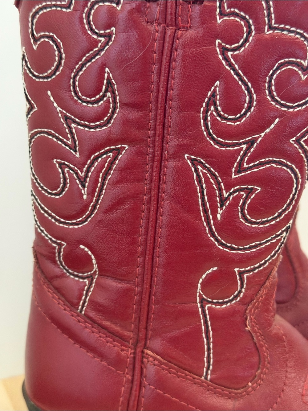 Kids Red Western Cowboy Boots with Silver Toe Accent - Picture 6 of 13